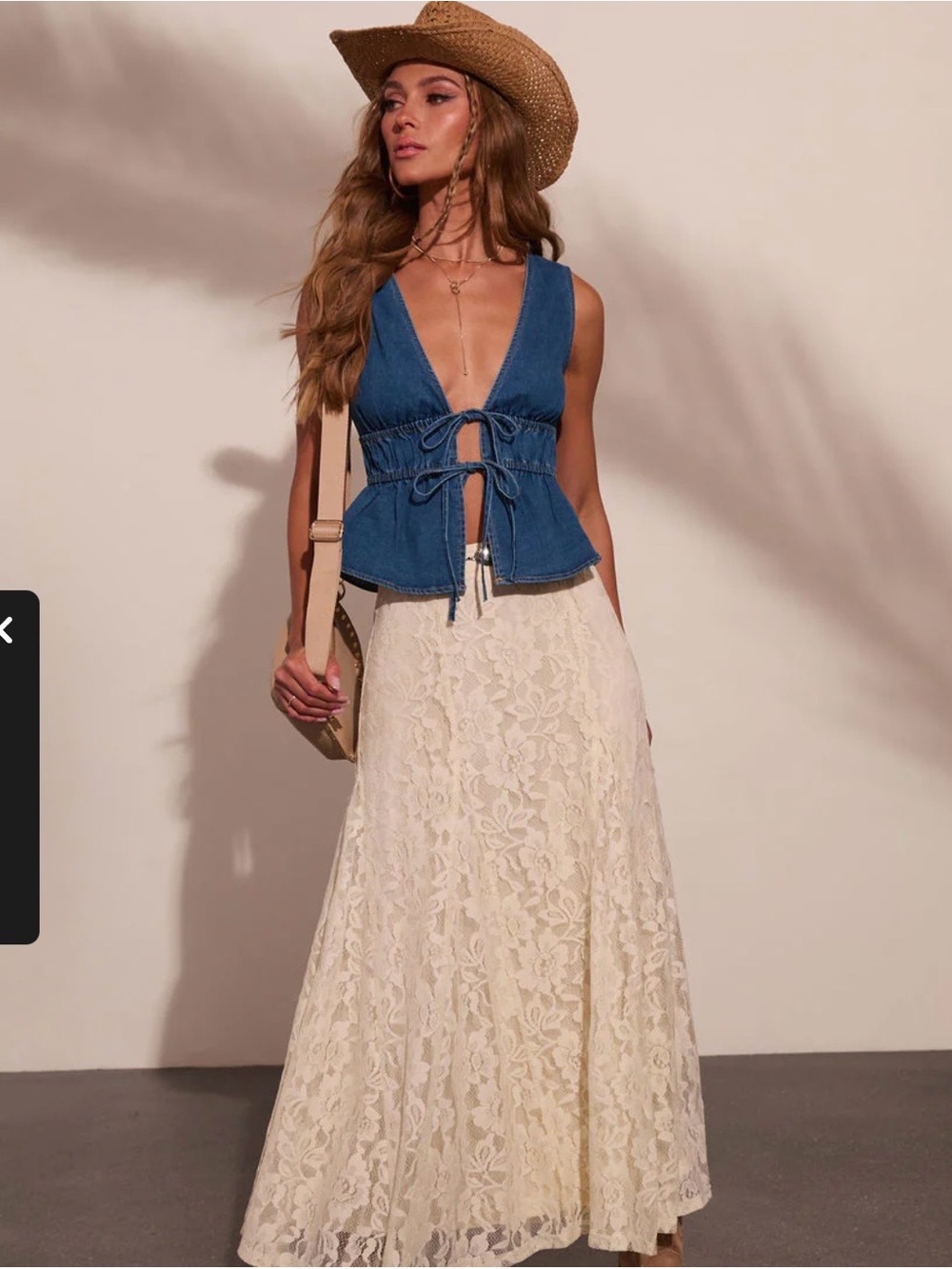 Vici Cream Lace Maxi Skirt